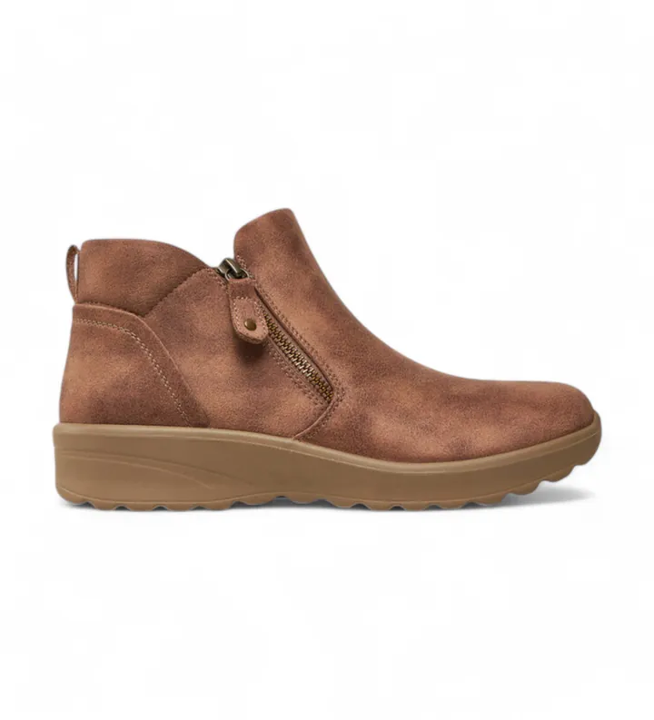 Skechers para mujer. 158952 Botines Lovely Vibe Fall marrón (36), Plano, 1 a 3cm, Cremallera, Casual