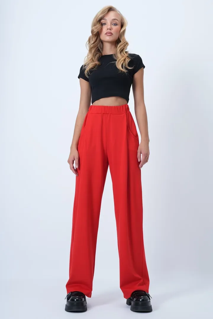 Trend Alaçatı Stili Pantalón plisado rojo