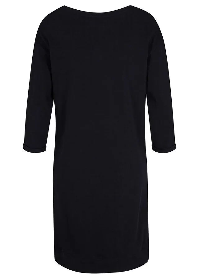 Vestido tipo sudadera, mangas 3/4, interior suave