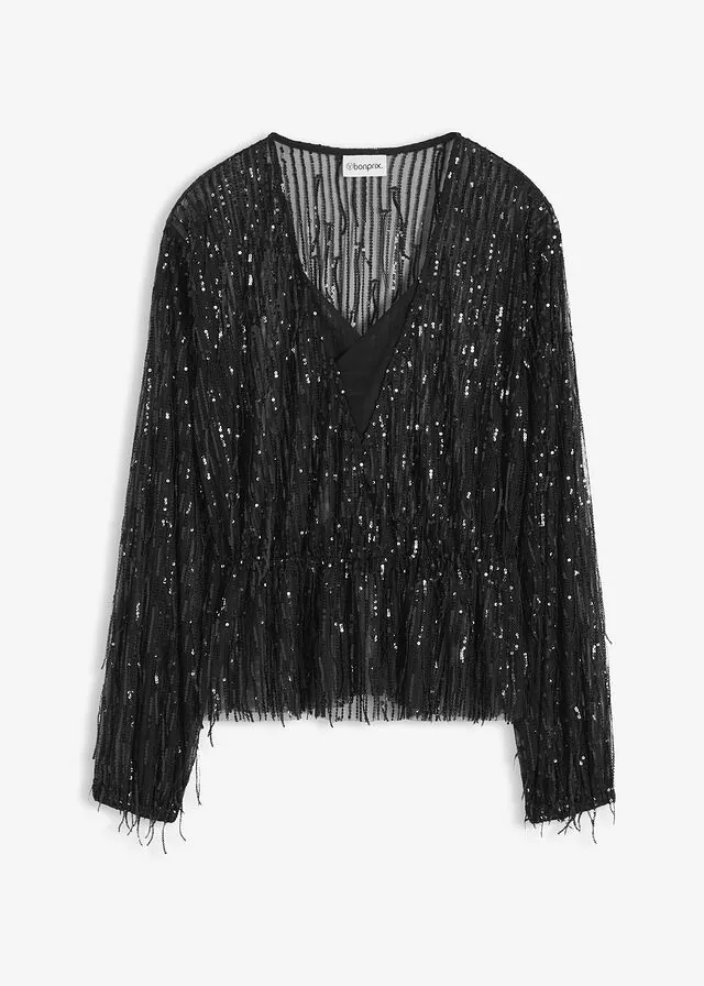 Blusa con lentejuelas y flecos
