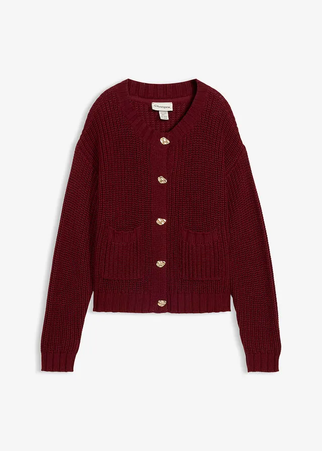 Chaqueta de punto grueso con botones con efecto martillado
