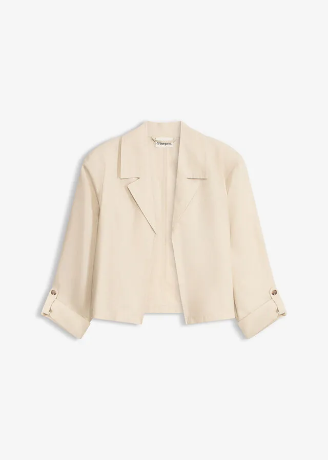 Chaqueta camisera de mezcla de lino