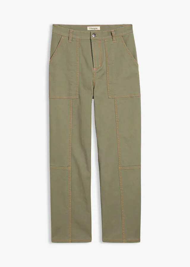 Pantalón corto de sarga en mezcla de algodón y elastano