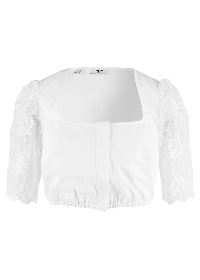 Blusa tradicional con manga de encaje