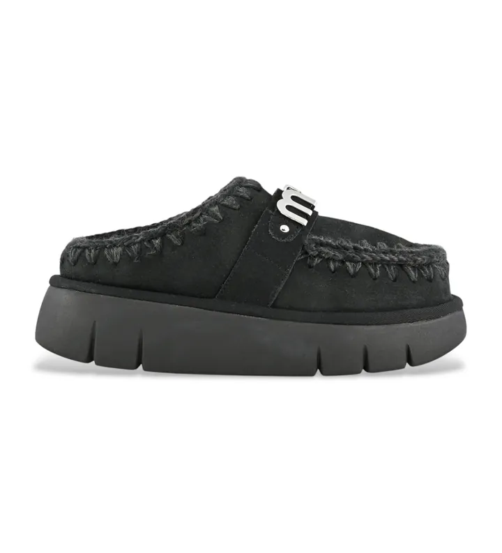 Mou para mujer. MU.FW531001A Zuecos de piel Bounce clog metal logo negro (38), 3 a 5cm, Ninguno, Casual