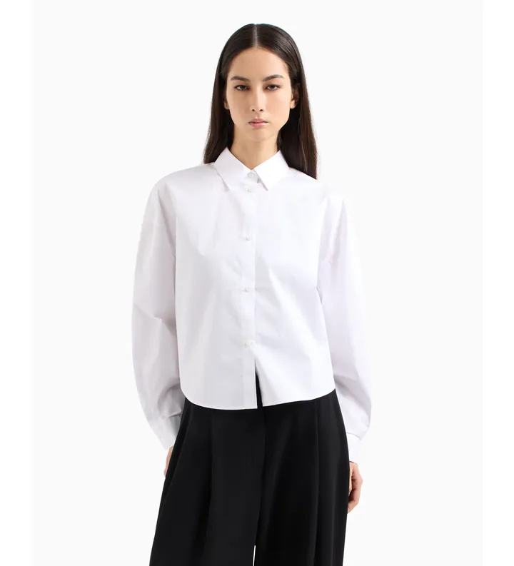 A|X Armani Exchange para mujer. XW001180AF12812U0002 Camisa de manga larga blanco (L), Casual, Algodón