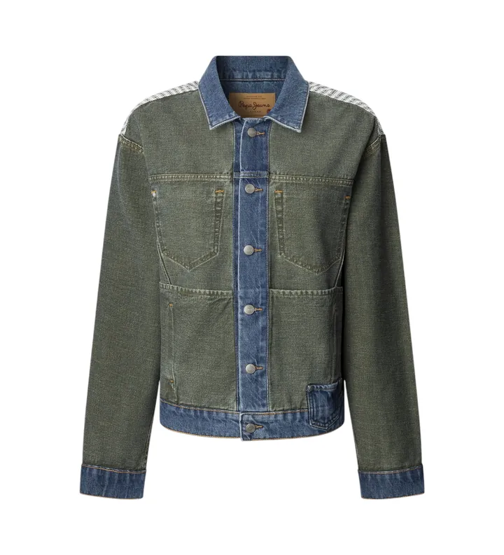 Pepe Jeans para mujer. PL402593 Cazadora Reversible En Tejido Denim verde, azul (L), Casual, Algodón, Sostenible