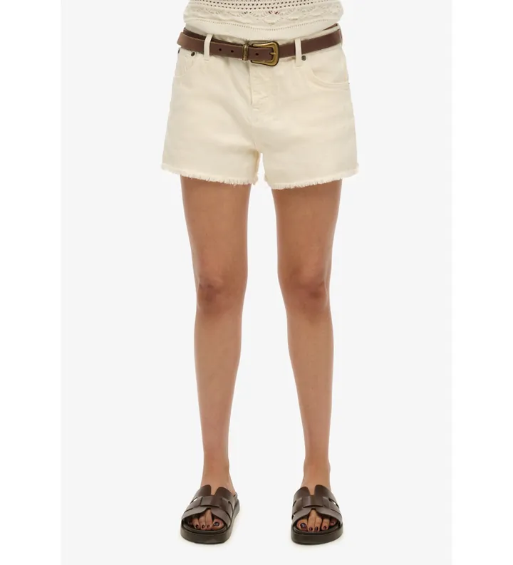 Superdry para mujer. W7110448A Short vaquero Hot de talle medio blanco (28), Casual, Algodón