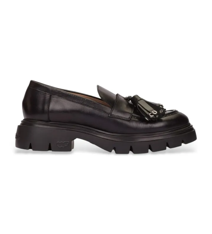 Wonders para mujer. A-4303 Mocasines de piel Bones negro (38), 3 a 5cm, Ninguno, Casual