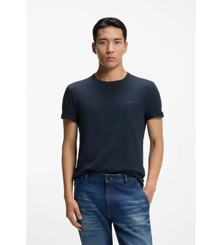 BOSS para hombre. 50508243 Camiseta Tegood marino (L), Casual, Algodón, Manga corta