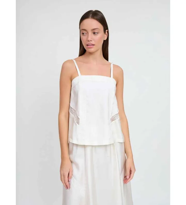 Marella para mujer. 2613161035200 Top Mlmvino blanco (40), Seda, Sin mangas / Tirantes