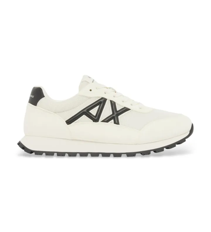 A|X Armani Exchange para hombre. XM001960AF19388M0017 Zapatillas con Logo en Contraste blanco roto (41), Plano, Cordones, Casual