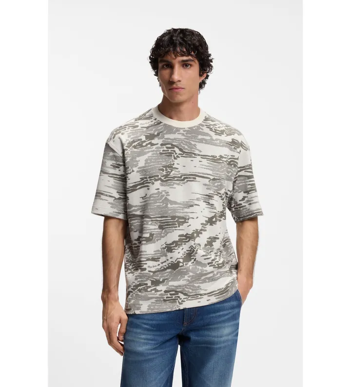 BOSS para hombre. 50553159 Camiseta Wildnature beige (L), Casual, Algodón, Manga corta
