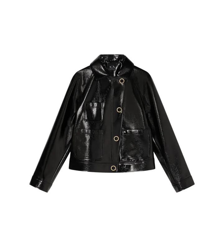 A|X Armani Exchange para mujer. XW001811AF18859UC001 Chaqueta Ranglán (L), Negro, Casual, Viscosa