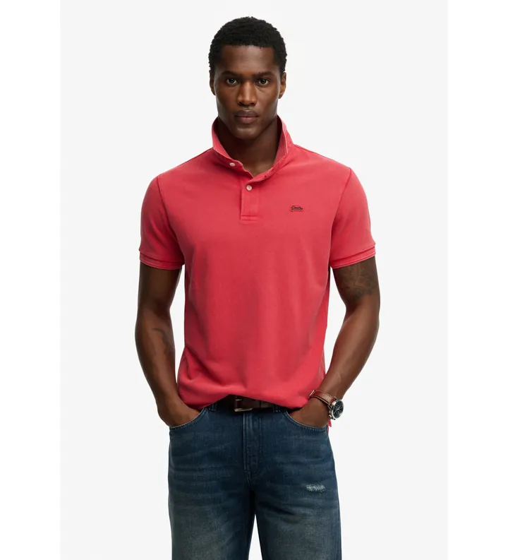 Superdry para hombre. M1110452A Polo Classic Pique rojo (L), Casual, Algodón, Manga corta