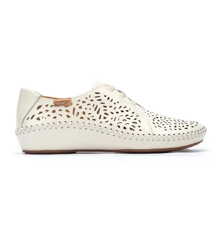 Pikolinos para mujer. 655-4783 Zapatos de piel P.Vallarta blanco roto (37), Plano, 1 a 3cm, Cordones, Casual
