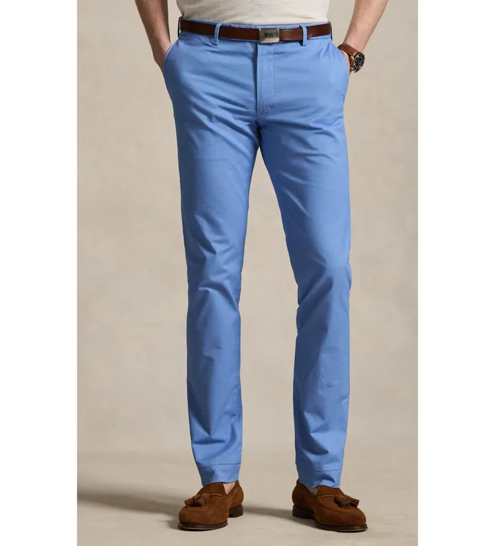 Polo Ralph Lauren para hombre. 710B22623002 Pantalón chino Greenwich Slim Fit azul (30/34), Casual, Algodón, Clásico