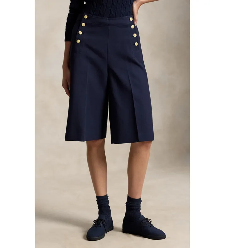 Polo Ralph Lauren para mujer. 211B17569001 Pantalón Beaton de algodón y lana marino (36), Casual