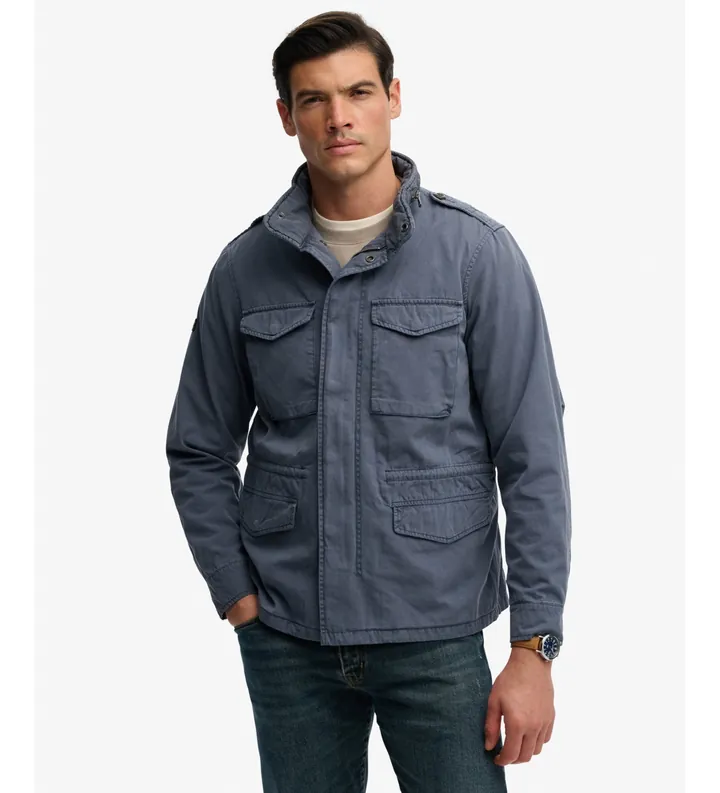 Superdry para hombre. M5012353A Chaqueta Cotton M65 azul lavado (L), Casual, Algodón