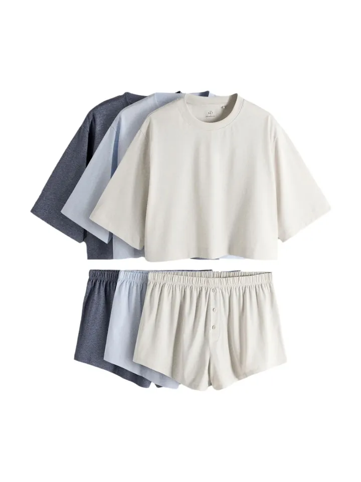 The Set Pijama beige / azul claro / azul moteado