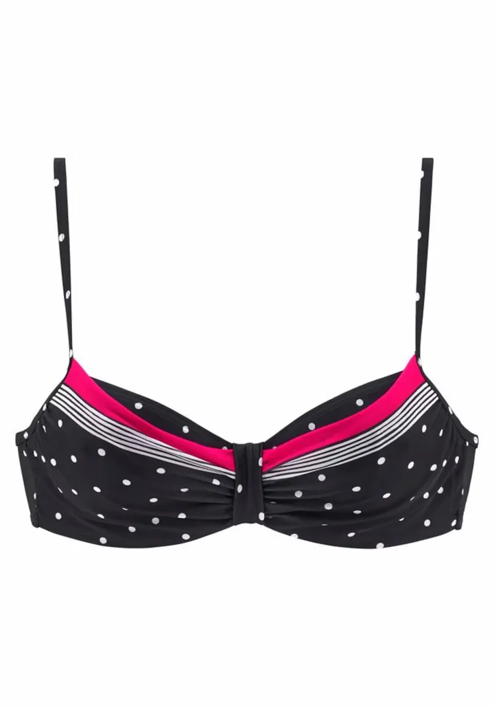 LASCANA Top de bikini 'Monroe' rosa neón / negro / blanco