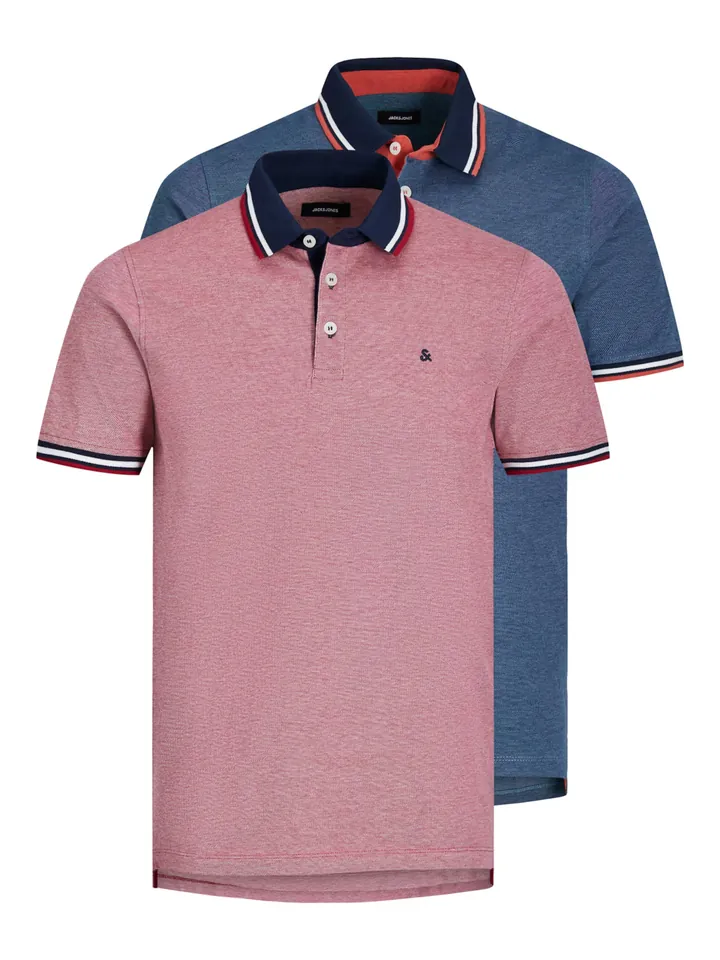 JACK & JONES Camiseta 'JJEPaulos' azul oscuro / rojo claro / negro / blanco