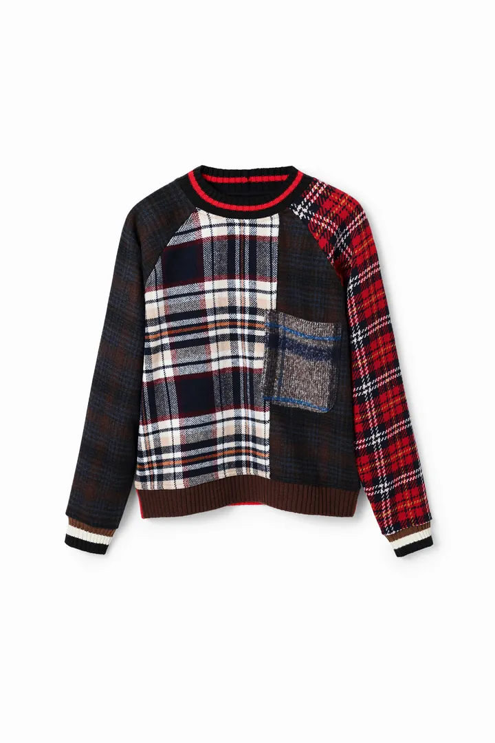 Desigual, Sudadera lana tartán, MarróN, S