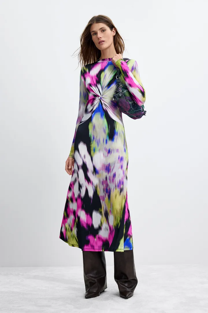 Desigual, Vestido Estampado Largo M. C. Lacroix, Mujer, Viscosa, L