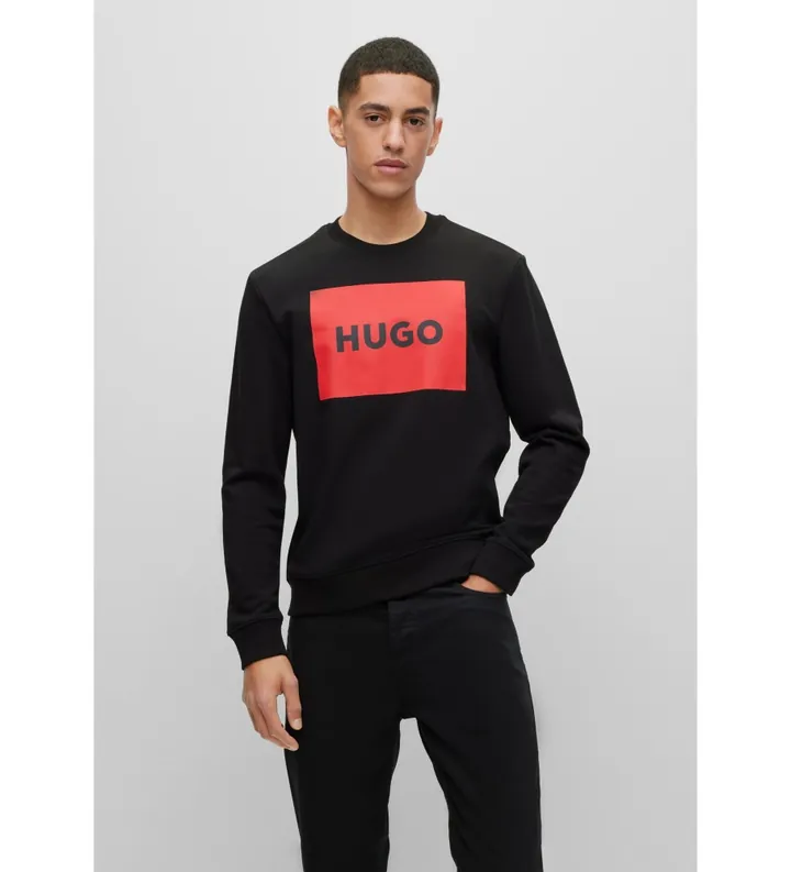 HUGO para hombre. 50467944 Sudadera Duragol negro (L), Casual, Algodón, Manga larga, Sostenible