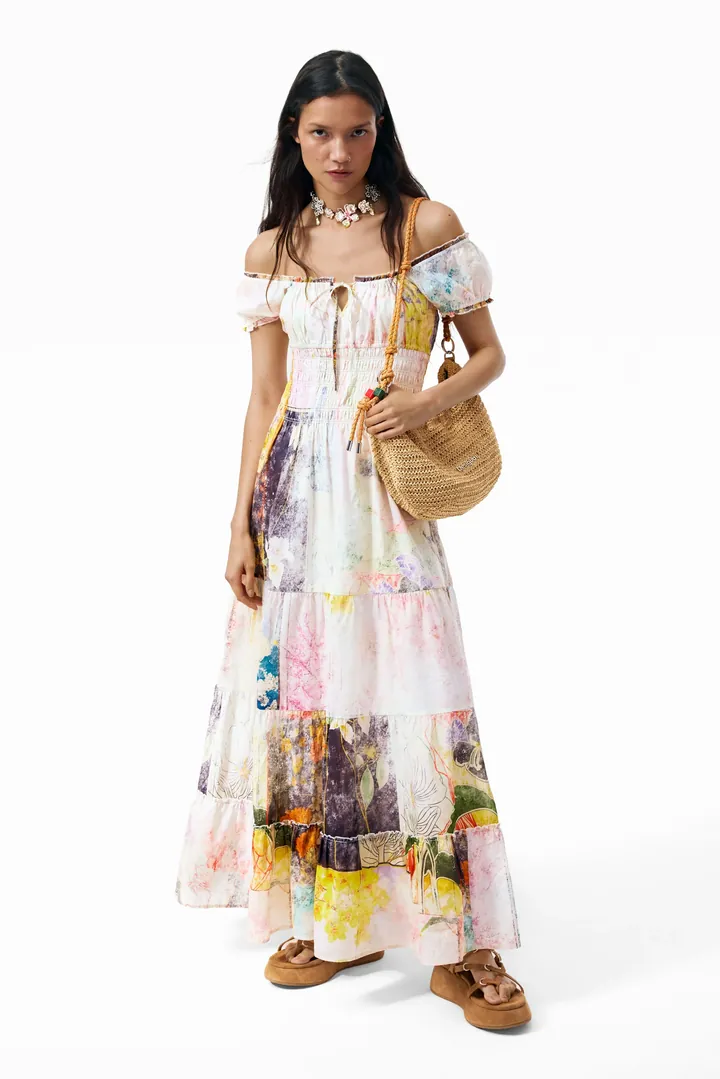 Desigual, Vestido Manga Corta 100% Algodón, Mujer, Algodon, L
