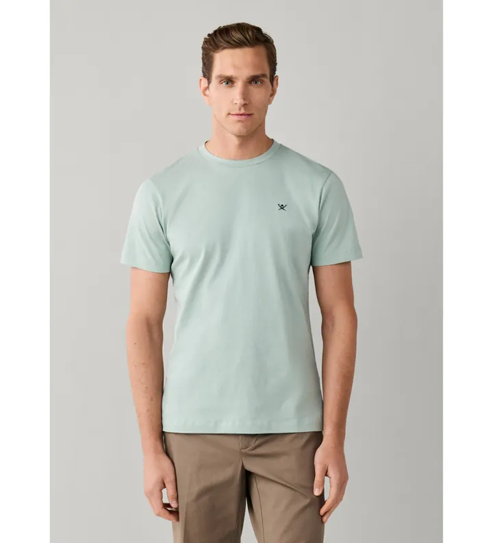 Hackett London para hombre. HM5000128 Camiseta Logo verde (L), Casual, Algodón, Manga corta