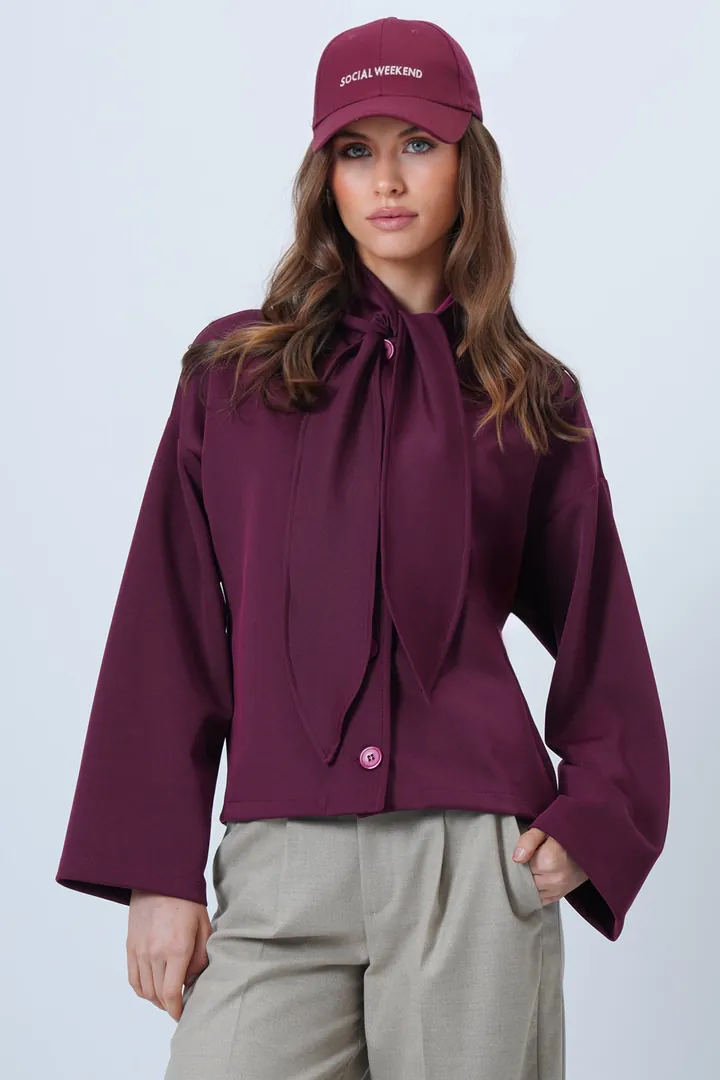 Trend Alaçatı Stili Chaqueta de entretiempo lila oscuro
