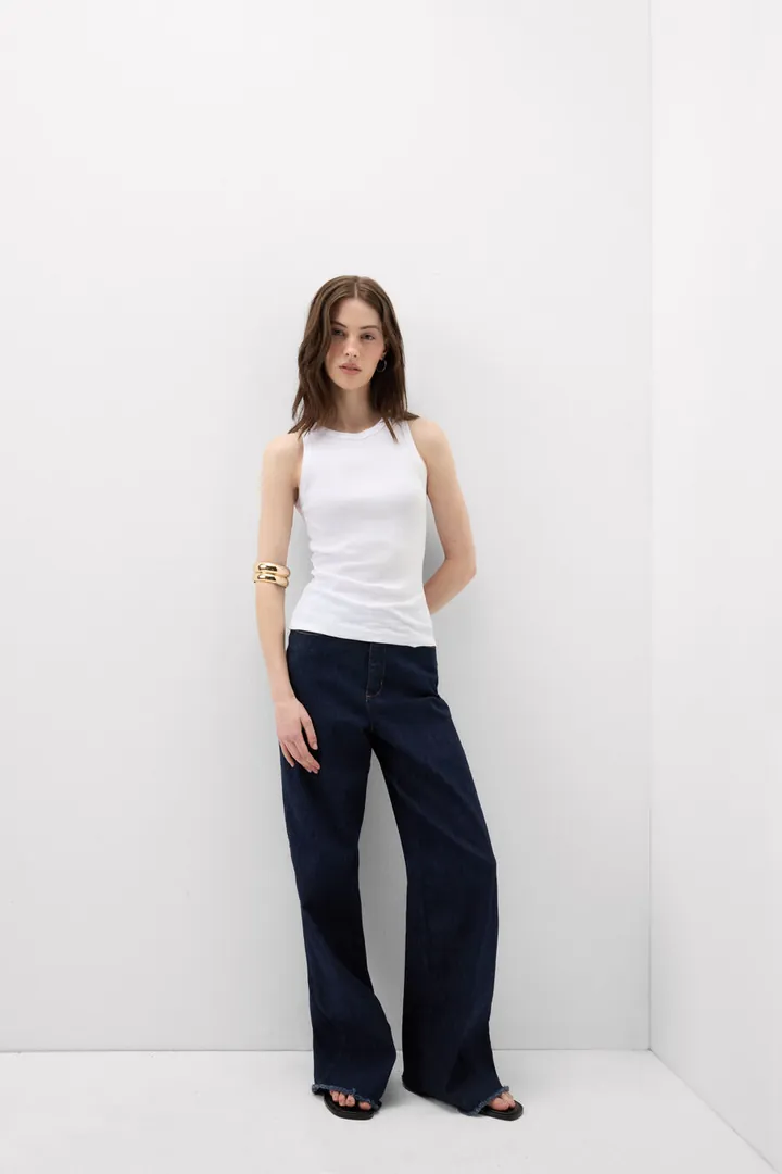 Intimissimi Camiseta de Tirantes de Canalé de Algodón Superior Mujer Amarillo Tamaño L