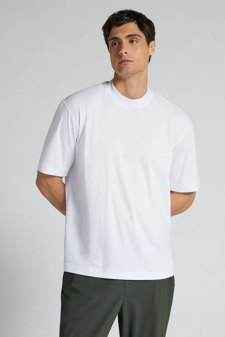 Intimissimi Camiseta de Corte Amplio de Algodón Mercerizado Superlight filo Premium Hombre Azul Tamaño L