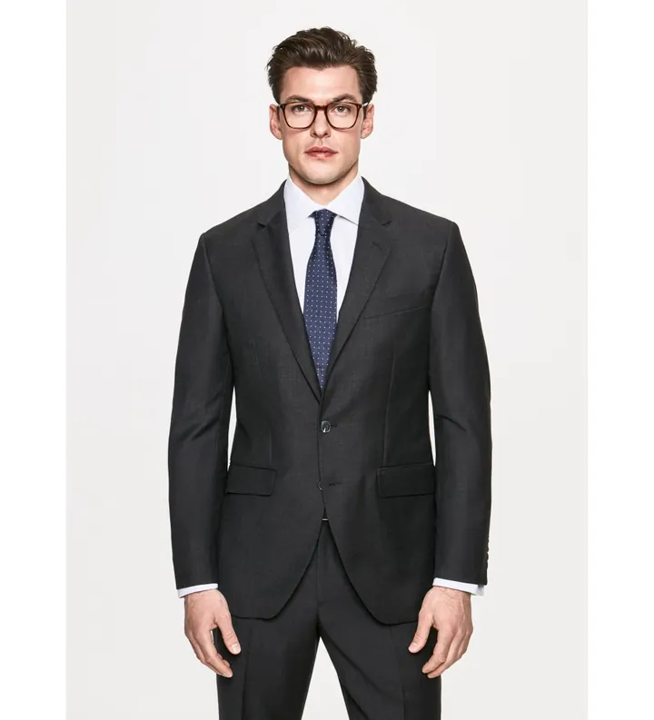 Hackett London para hombre. HM441678 Americana de Lana lisa gris oscuro (36/32), Casual, Clásico
