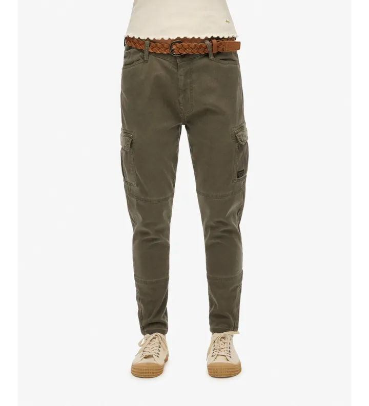 Superdry para mujer. W7010925A Pantalón Cargo Pitillo verde (26/28), Casual, Algodón
