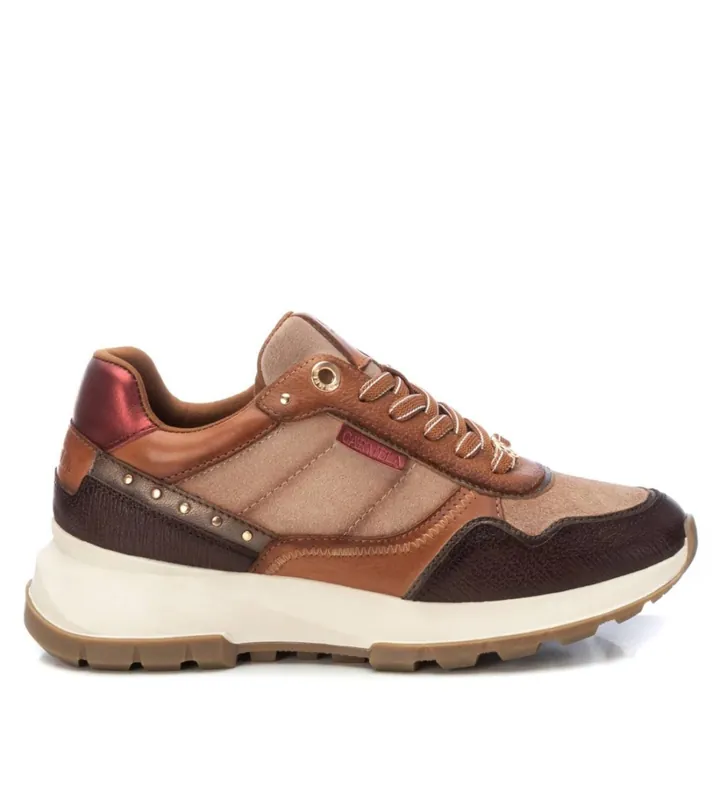 Carmela para mujer. 16182701-CAMEL Zapatillas de Piel 161827 marrón (36), Plano, 1 a 3cm, Cordones, Casual