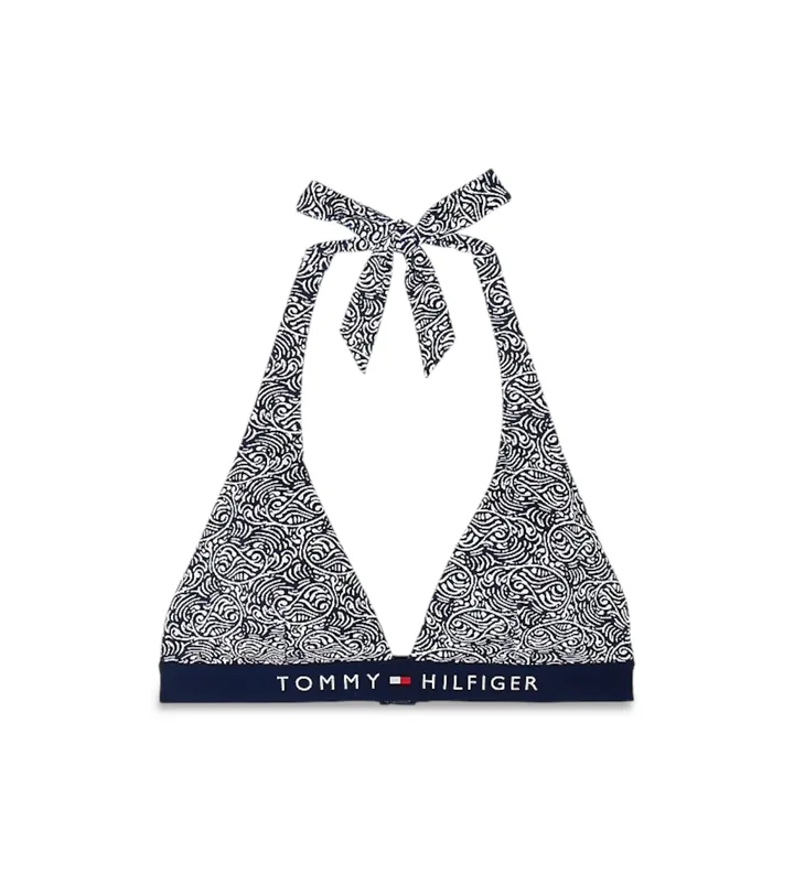 Tommy Hilfiger para mujer. UW0UW05945 Parte superior de bikini Original acolchada marino (L), Beachwear, Nylon