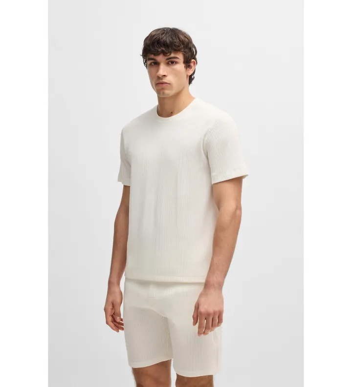 BOSS para hombre. 50540567 Camiseta Structure blanco (L), Casual, Algodón, Manga corta