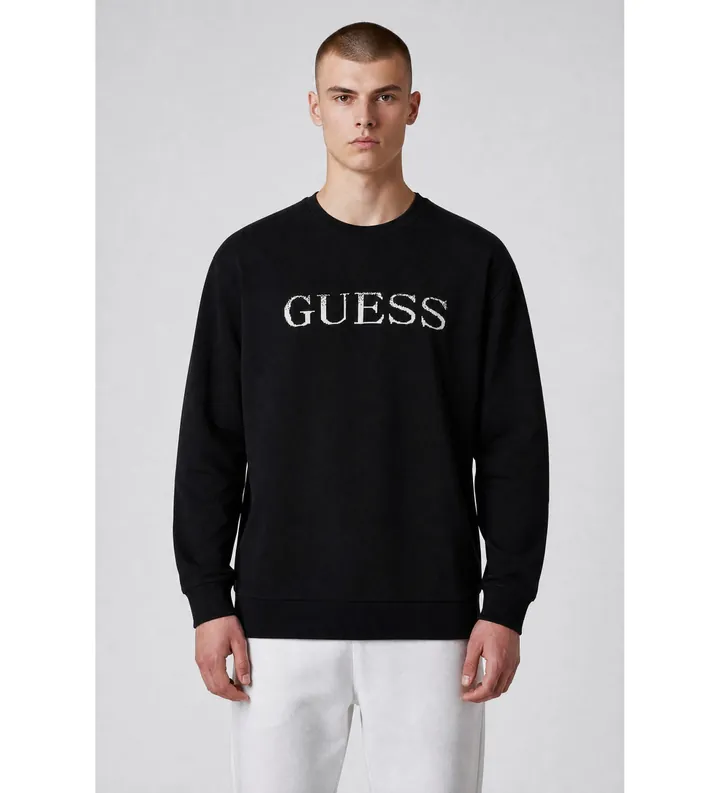 Guess para hombre. M6RR19Z4451 Jersey Kane negro (L), Casual, Algodón, Manga larga