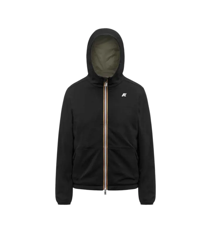 K-way unisex. K8134TW Chaqueta reversible Interlock negro, verde (L), Casual, Algodón