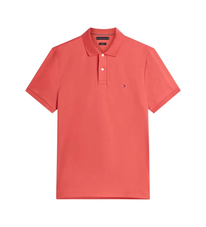 Tommy Hilfiger para hombre. MW0MW39994 Polo con logo bordado rojo (L), Casual, Algodón, Manga corta