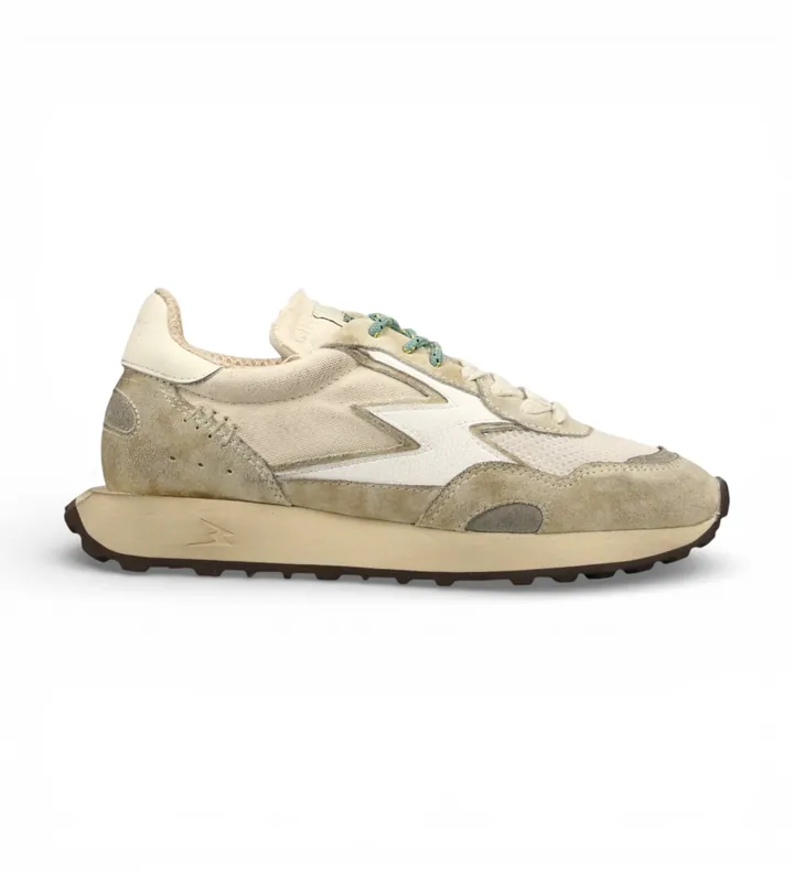 MOA Concept para mujer. HY235 Zapatillas Hype beige (37), Plano, 1 a 3cm, Cordones, Casual