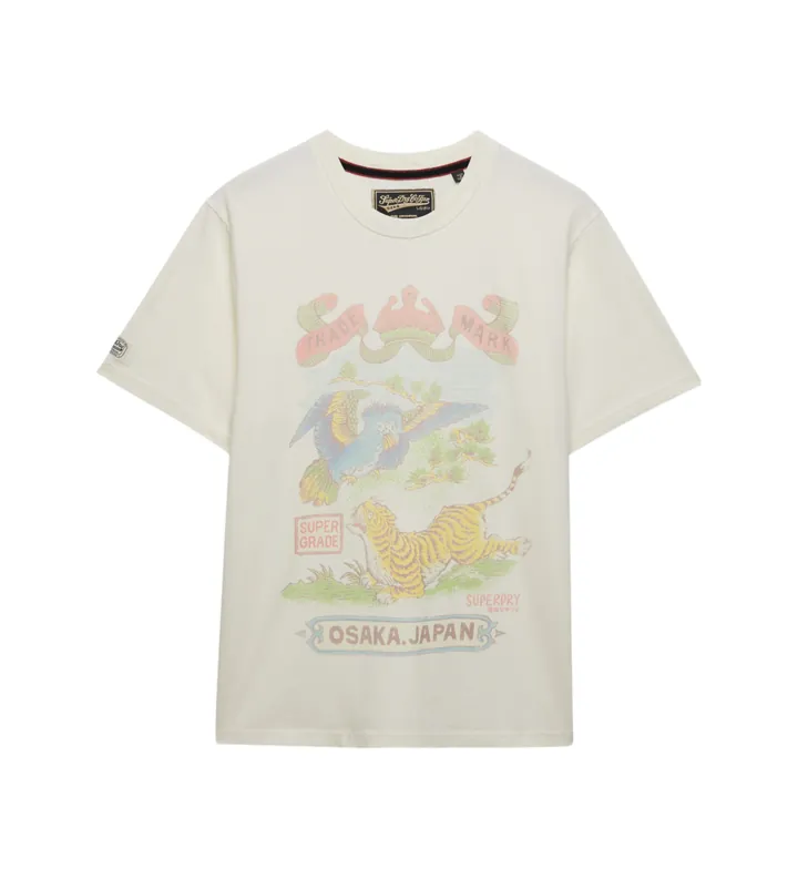 Superdry para hombre. M1012235A Camiseta Tokyo Relaxed beige (L), Casual, Algodón, Manga corta