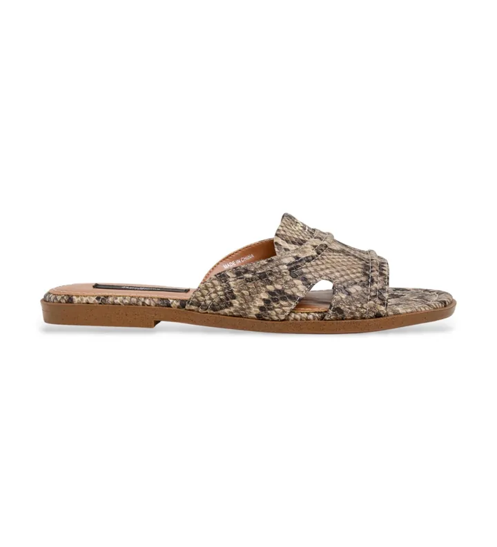 Pepe Jeans para mujer. PLS900018 Sandalias Dyana Snake beige (36), Plano, 1 a 3cm, Ninguno, Casual, Animal print