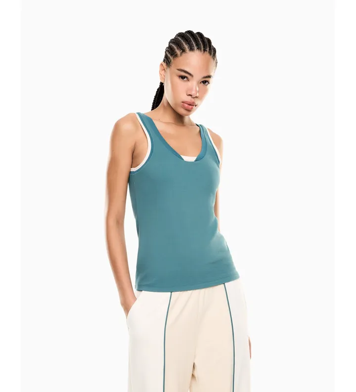 EA7 para mujer. 7W000916_AF13289 Camiseta Club verde (L), Deportivo, Multideporte, Viscosa, Sin mangas / Tirantes