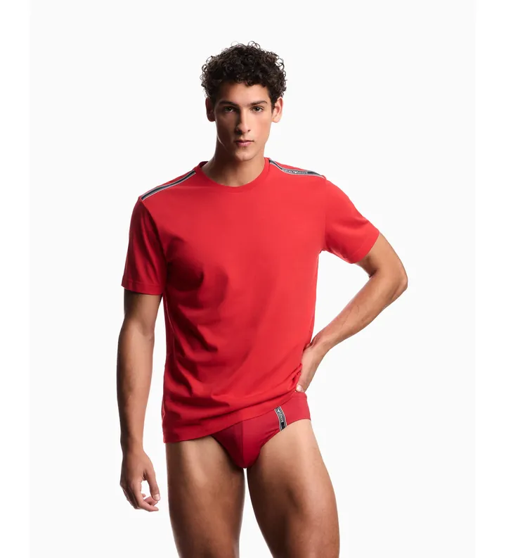 Emporio Armani para hombre. EM000574_AF20426 Camiseta Intense rojo (L), Casual, Algodón, Manga corta