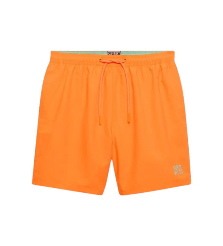 Superdry para hombre. M3010260A Bañador Essential 16 naranja (S), Beachwear, Poliéster Reciclado