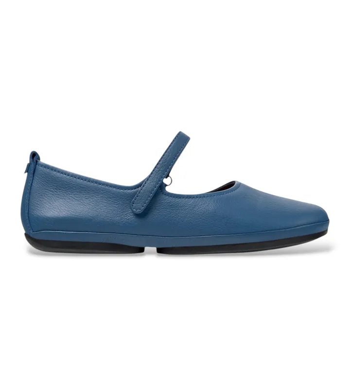 Camper para mujer. K201365-035 Bailarinas de piel Right Nina azul (36), Plano, Velcro, Casual, Marino