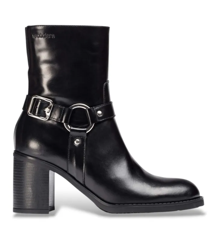 Wonders para mujer. I-9204_2763_5792 Botines de Piel Remache 04 Negro (37), 5 a 8cm, Cremallera, Casual